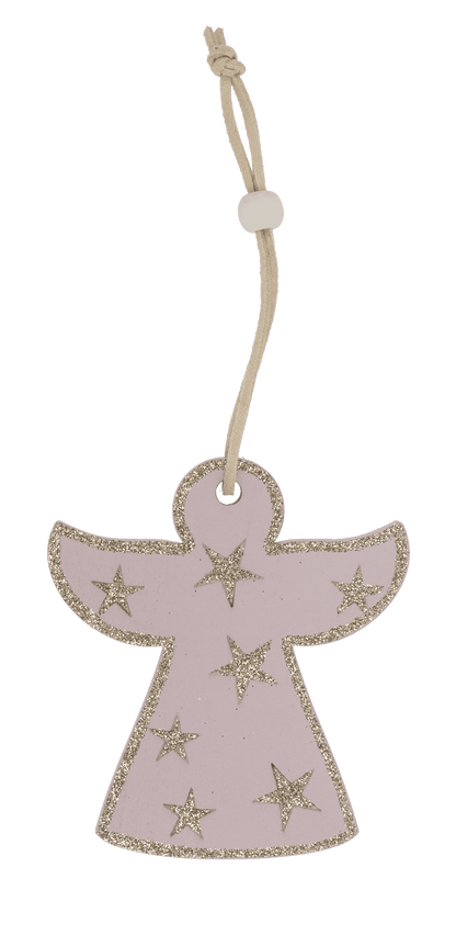 Rose colored wooden christmas hanger,