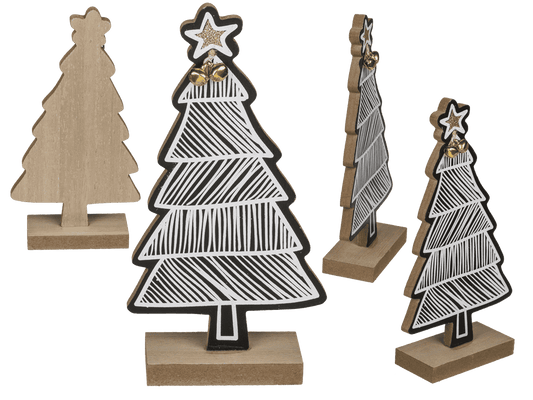 White/black colored wooden tree,