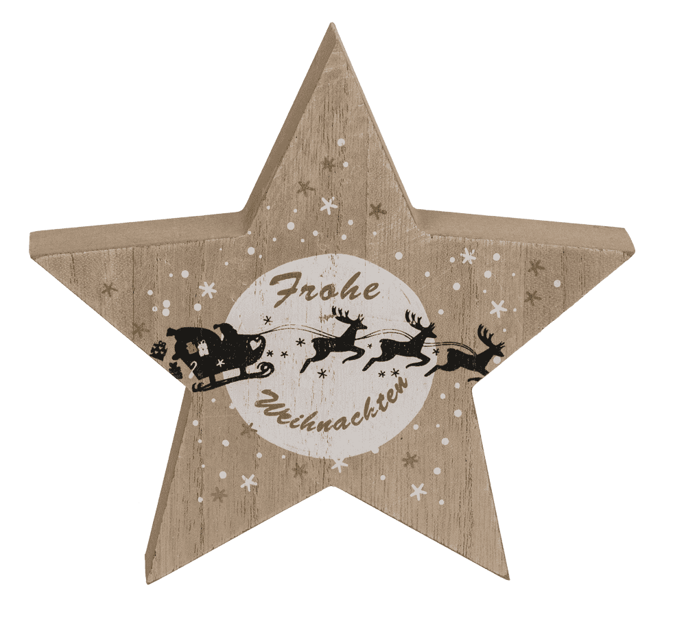 Standing wooden star with black/white colored