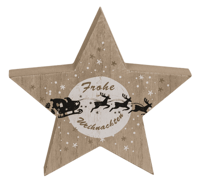 Standing wooden star with black/white colored