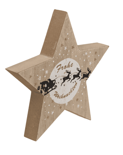 Standing wooden star with black/white colored