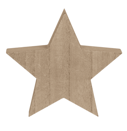 Standing wooden star with black/white colored
