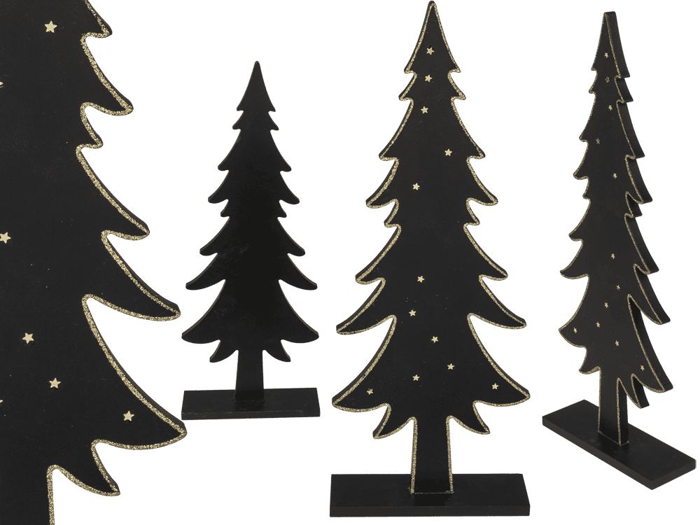 Black colored wooden tree with gold colored