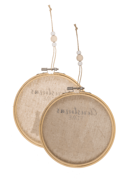 Round wooden frame with Jute, Christmas Time,