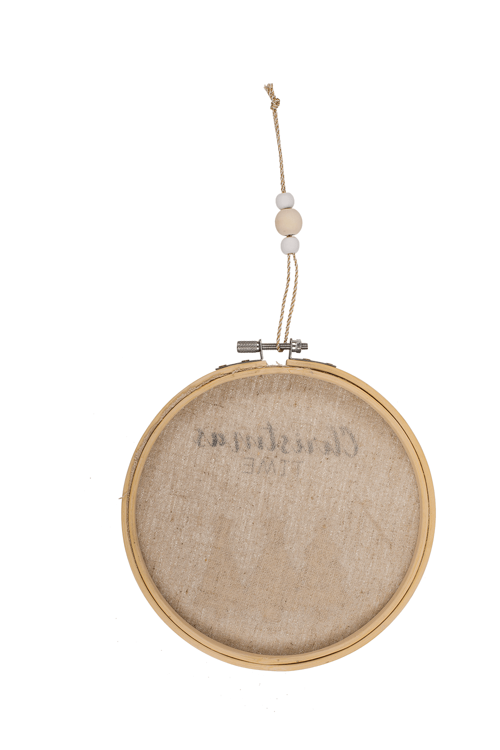 Round wooden frame with Jute, Christmas Time,