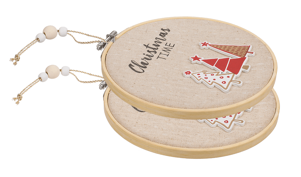 Round wooden frame with Jute, Christmas Time,