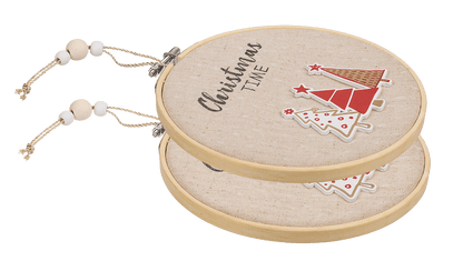 Round wooden frame with Jute, Christmas Time,