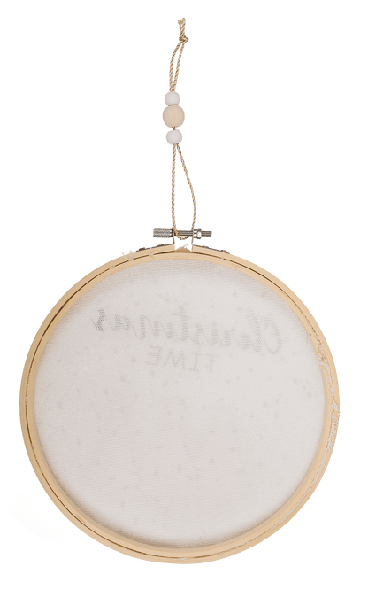 Round wooden frame with Jute, Christmas Time,