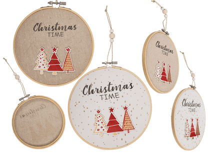 Round wooden frame with Jute, Christmas Time,