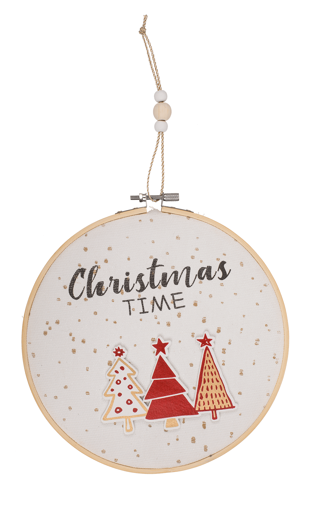 Round wooden frame with Jute, Christmas Time,