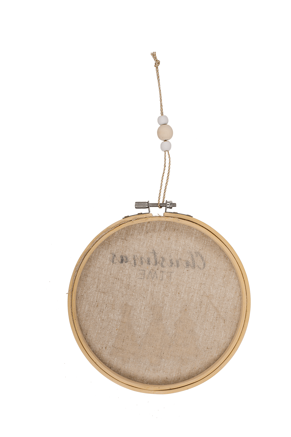 Round wooden frame with Jute, Christmas Time,