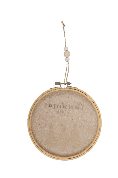 Round wooden frame with Jute, Christmas Time,