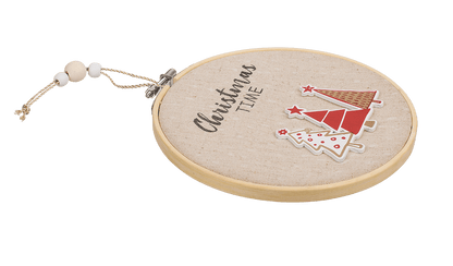 Round wooden frame with Jute, Christmas Time,