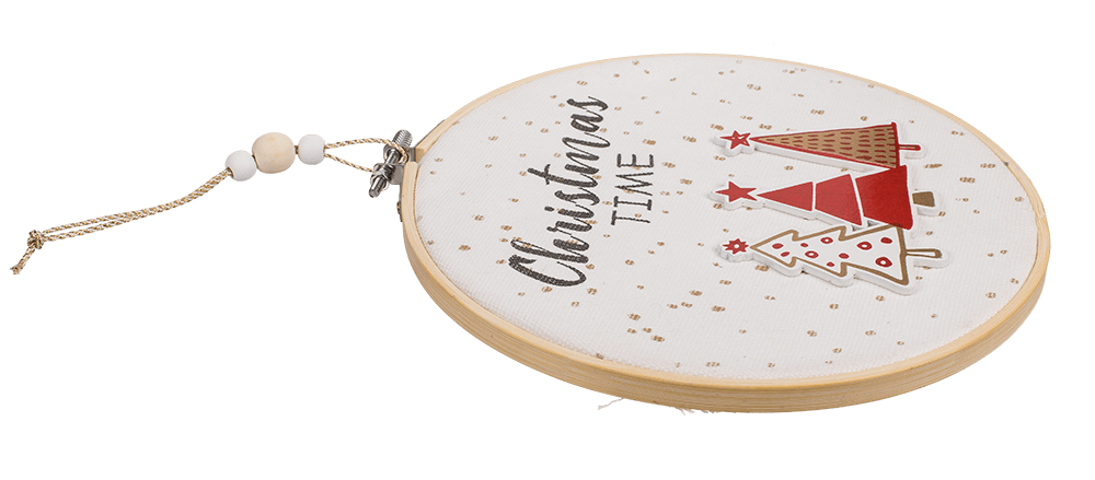 Round wooden frame with Jute, Christmas Time,