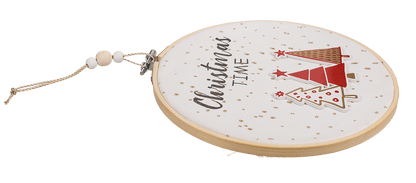 Round wooden frame with Jute, Christmas Time,