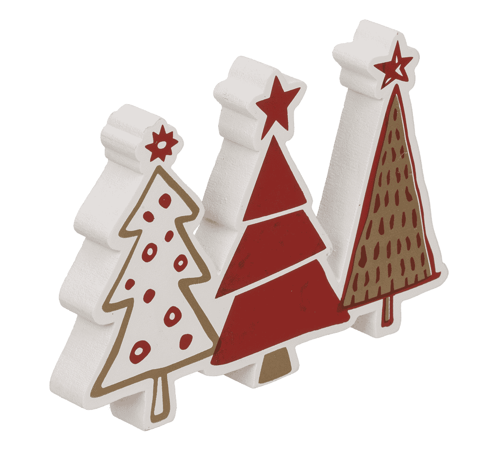 White/red colored trees, ca. 15 x 2 x 10 cm