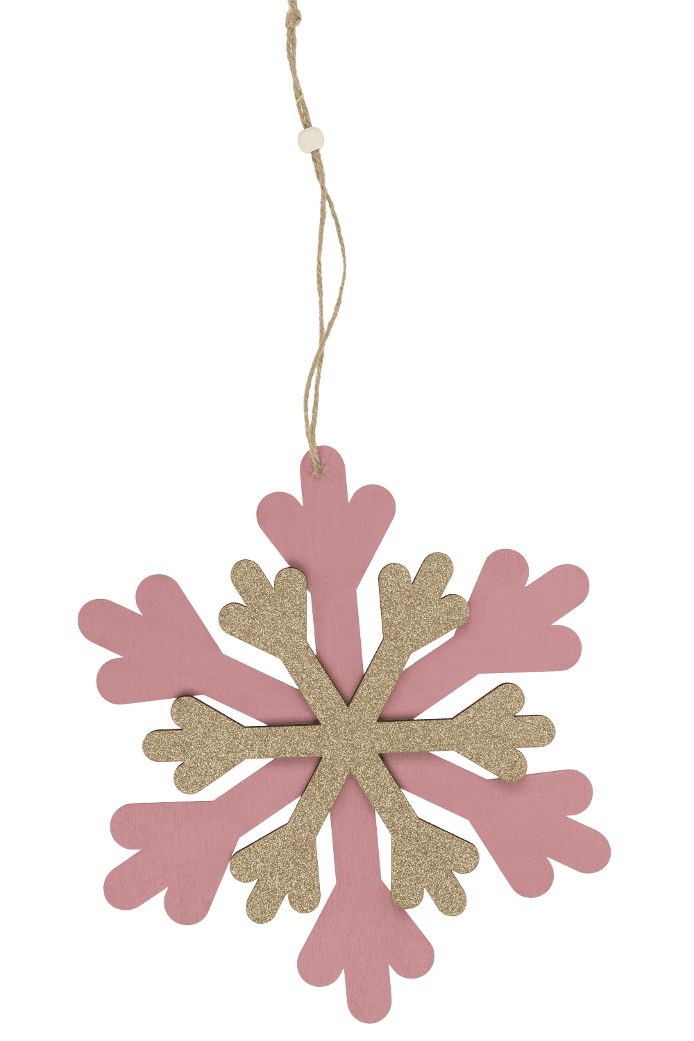 Wooden snowflake with glitter,