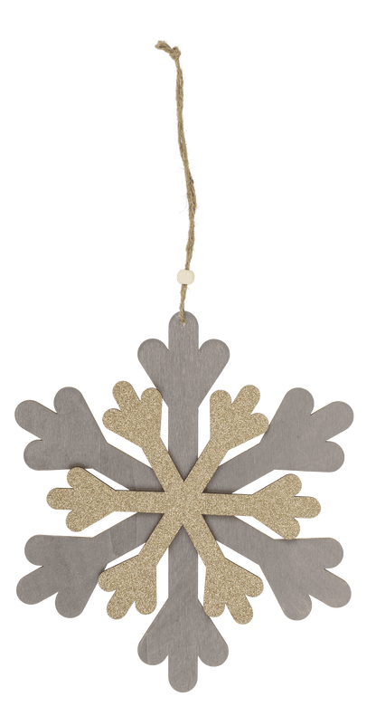 Wooden snowflake with glitter,