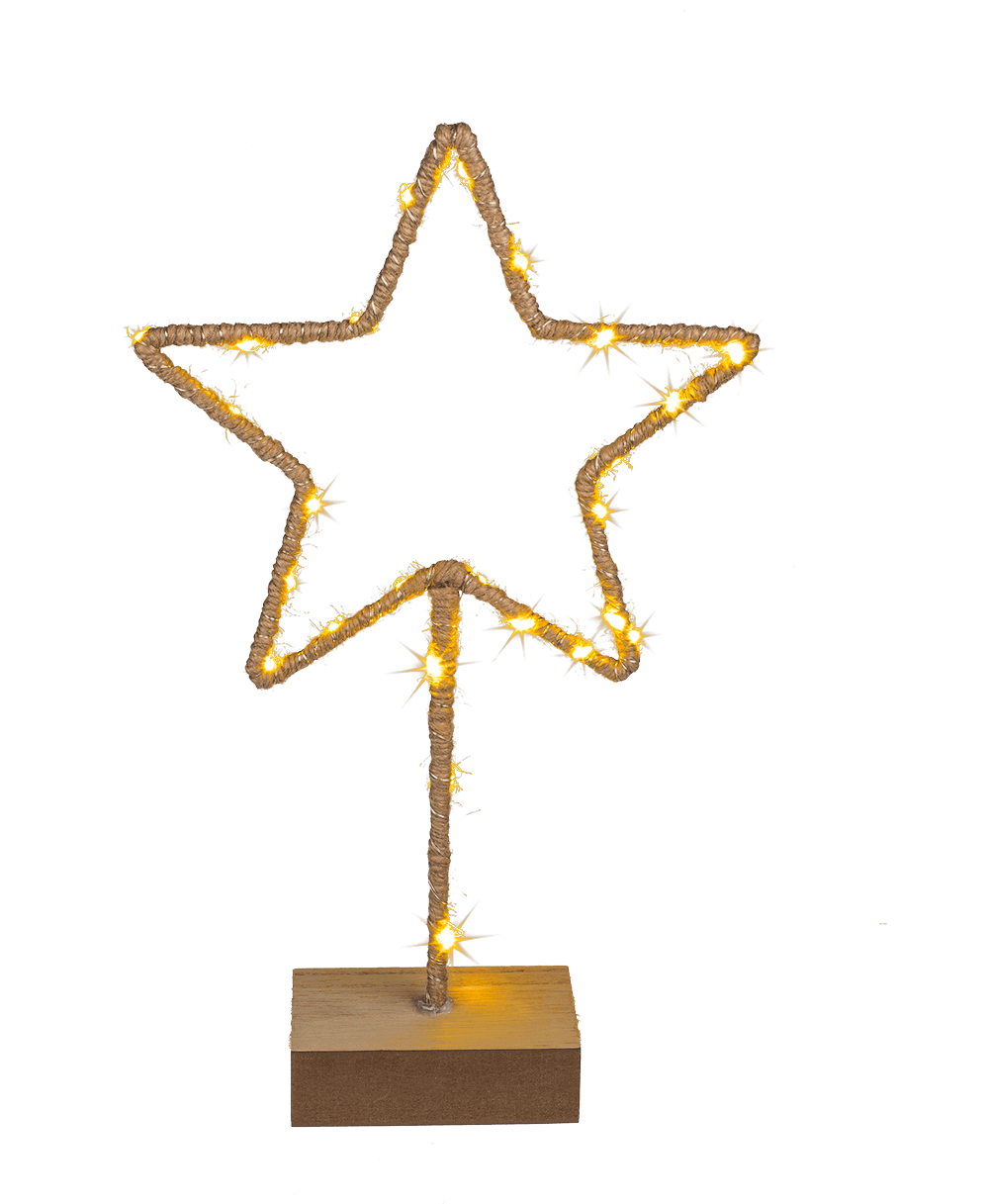 Metal-star with Jute decoration & LED,