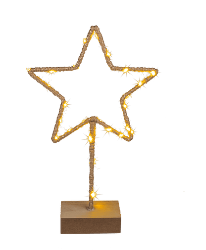 Metal-star with Jute decoration & LED,