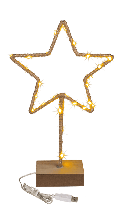 Metal-star with Jute decoration & LED,