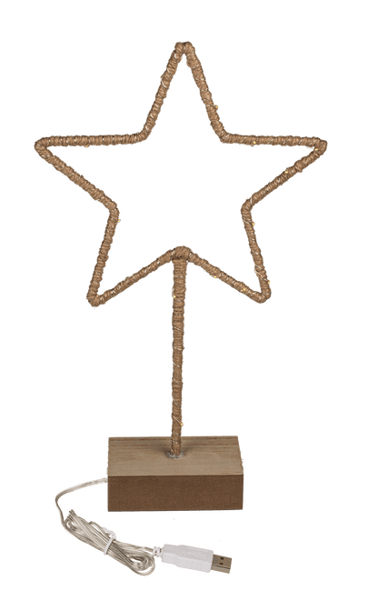 Metal-star with Jute decoration & LED,