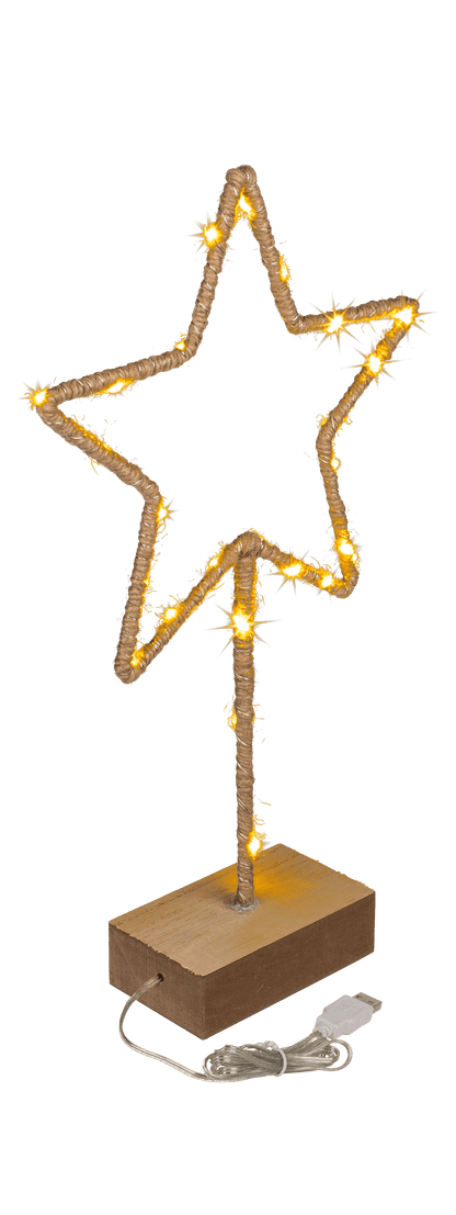 Metal-star with Jute decoration & LED,