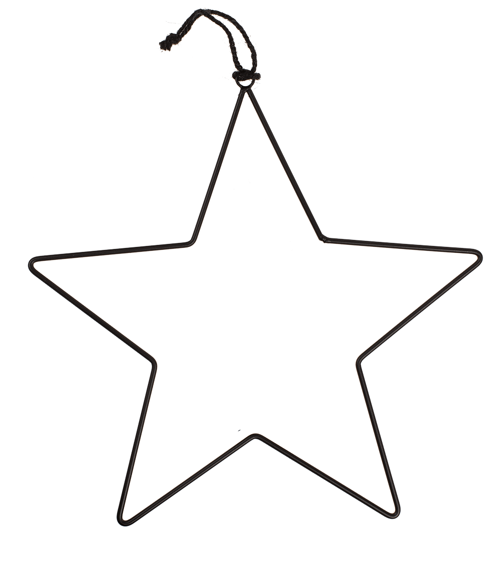 Black metal stars, for hanging, 4 pcs per set,