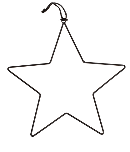 Black metal stars, for hanging, 4 pcs per set,
