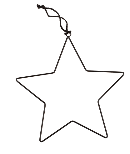 Black metal stars, for hanging, 4 pcs per set,