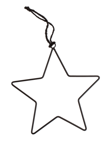 Black metal stars, for hanging, 4 pcs per set,