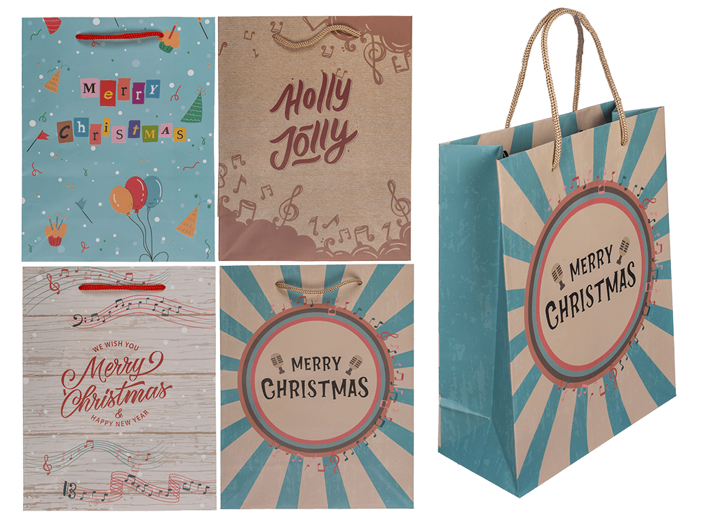 Paper gift bag, Retro Christmas,