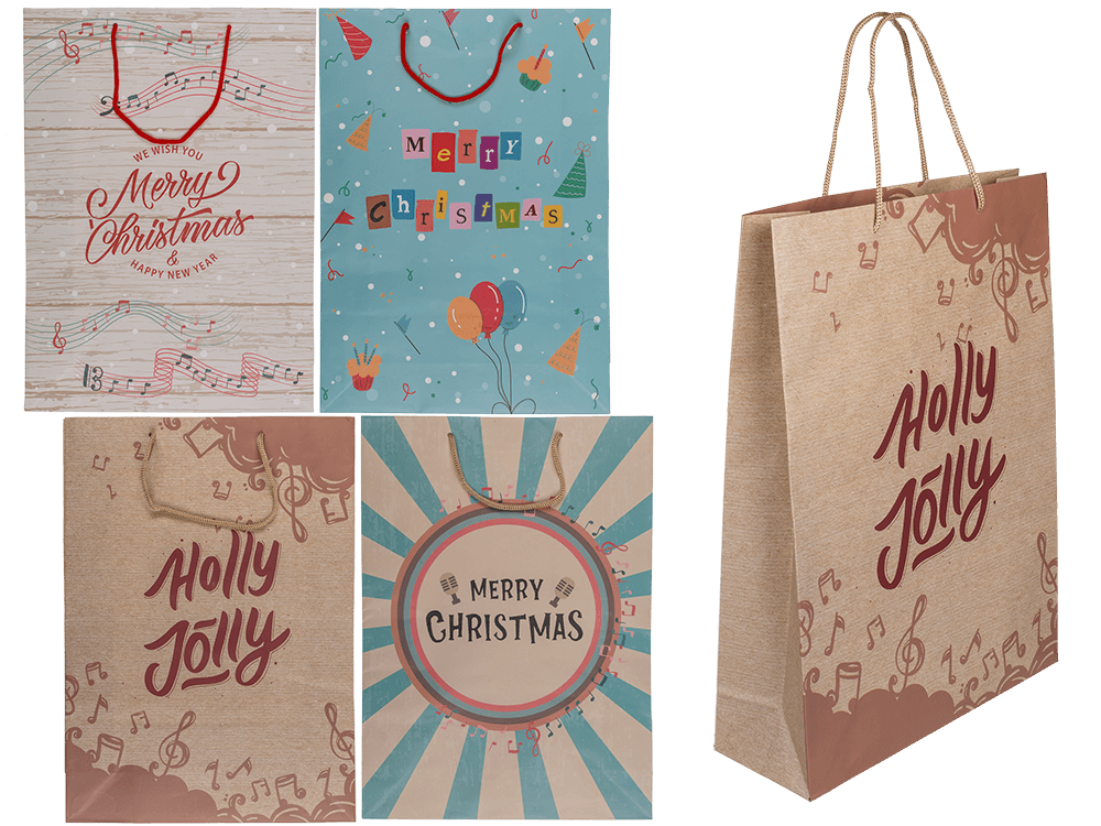 Paper gift bag, Retro Christmas,