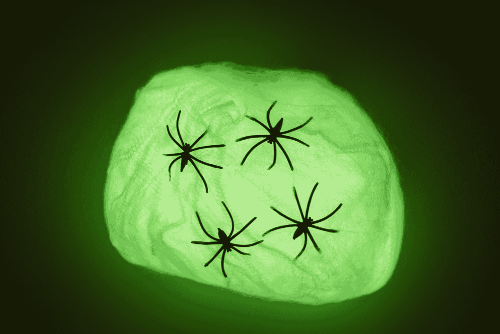 Spiderweb, Glow in the dark, incl. 4 spiders,