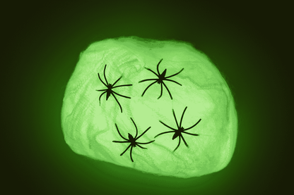 Spiderweb, Glow in the dark, incl. 4 spiders,