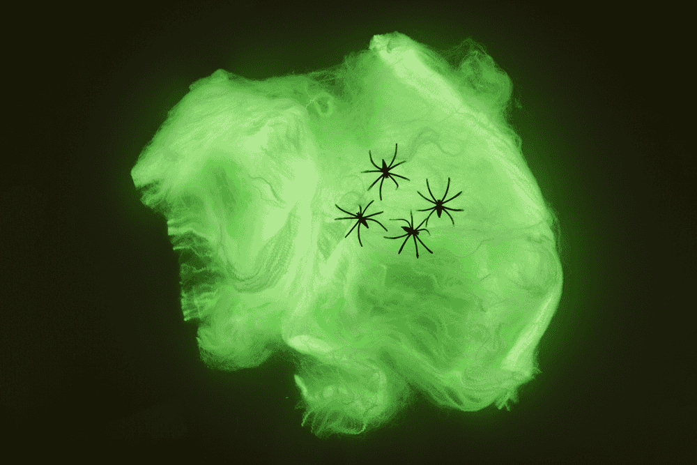 Spiderweb, Glow in the dark, incl. 4 spiders,