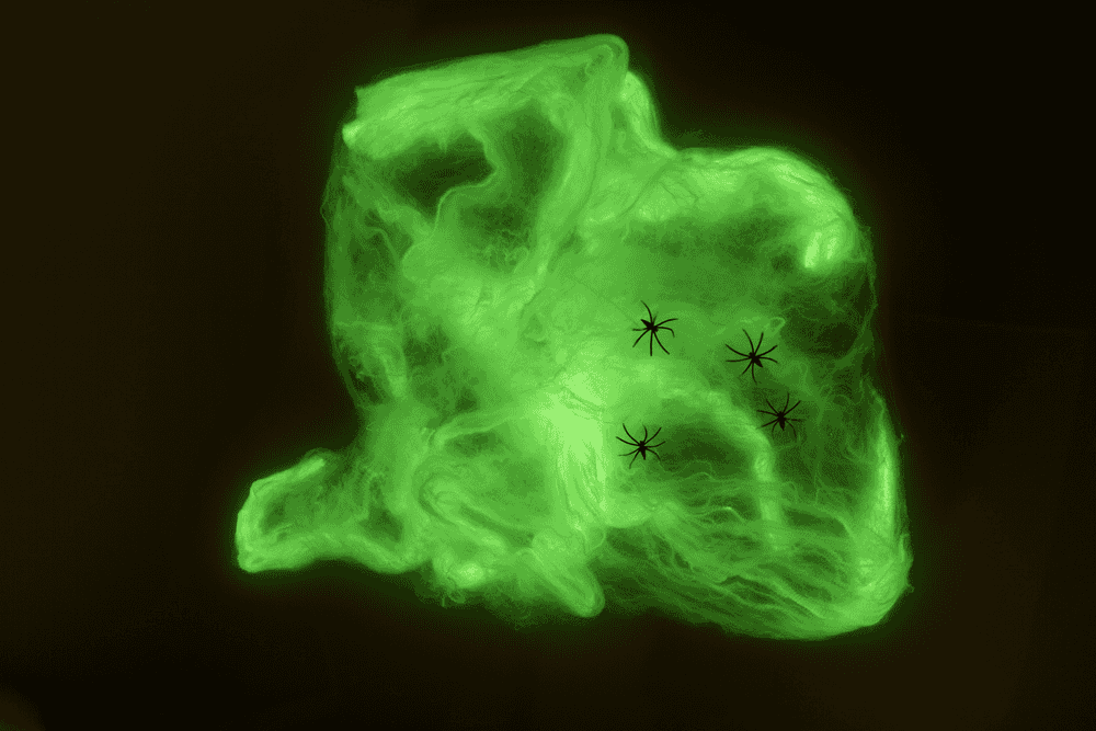 Spiderweb, Glow in the dark, incl. 4 spiders,