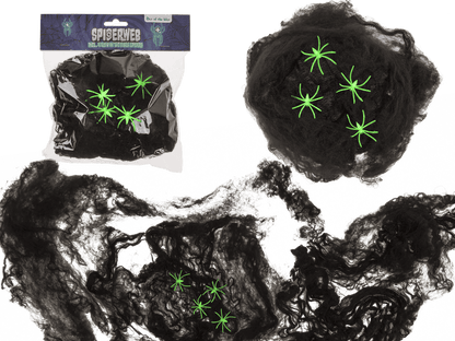 Spiderweb, incl. 4 glow in the dark spiders,
