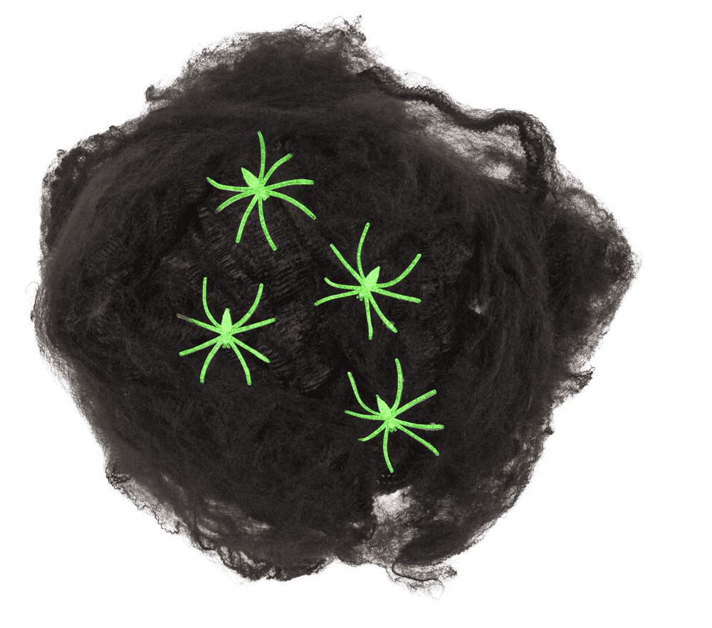 Spiderweb, incl. 4 glow in the dark spiders,