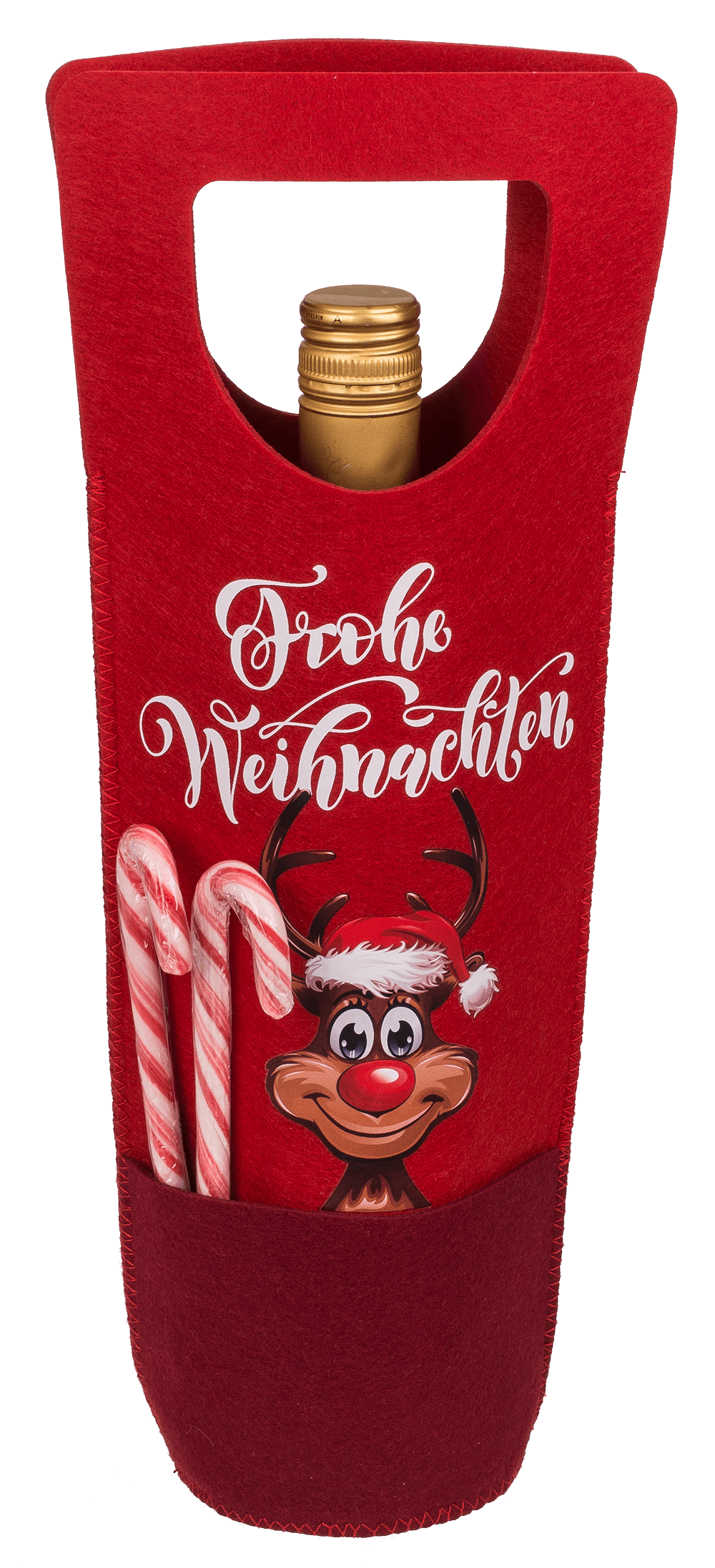 Bottle bag, Rudolph, felt material, ca. 15 x 37 cm
