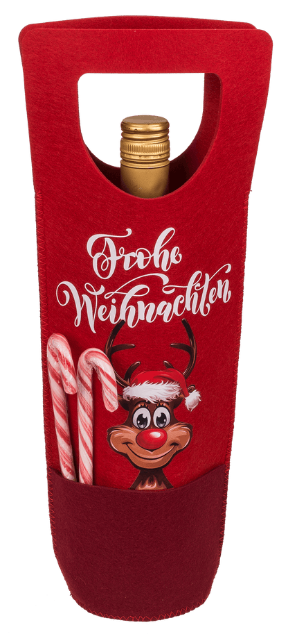 Bottle bag, Rudolph, felt material, ca. 15 x 37 cm