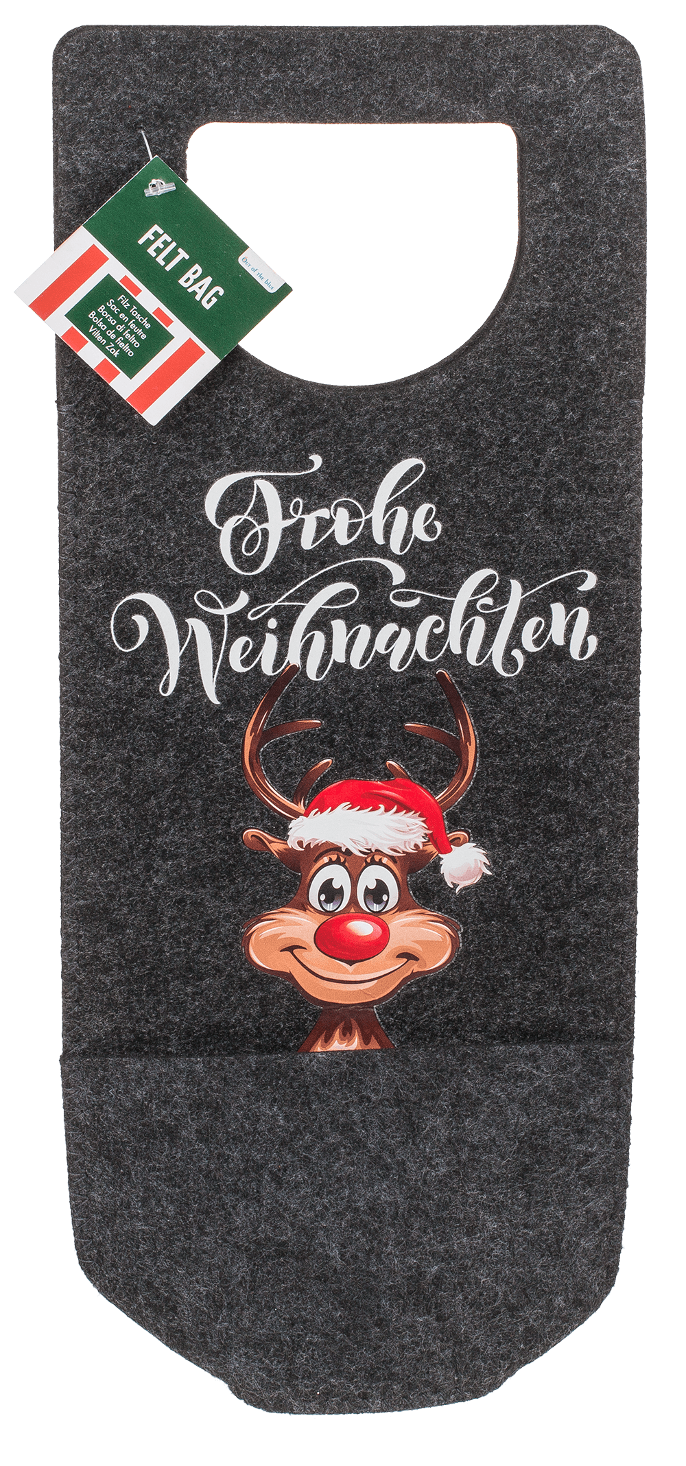 Bottle bag, Rudolph, felt material, ca. 15 x 37 cm