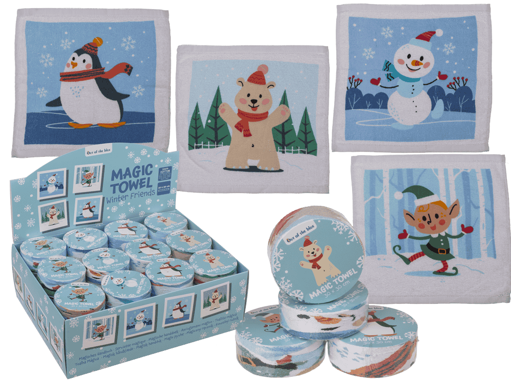 Magic cotton towel, Winter Friends,