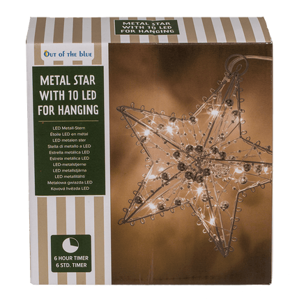 Metal Star for hanging, with 10 LED, D: ca. 15 cm,