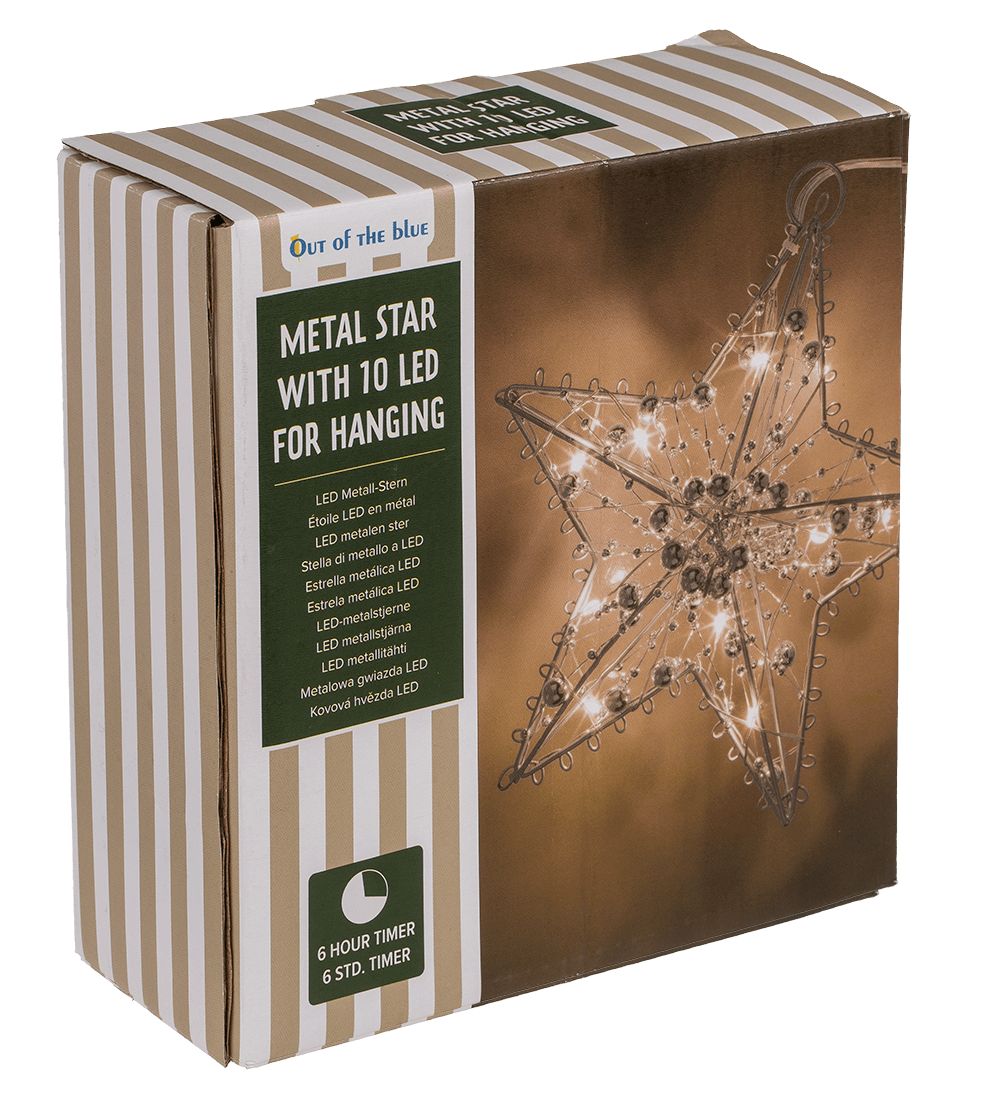 Metal Star for hanging, with 10 LED, D: ca. 15 cm,