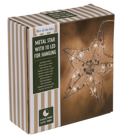 Metal Star for hanging, with 10 LED, D: ca. 15 cm,