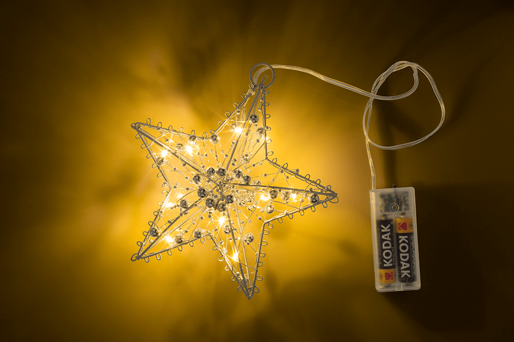 Metal Star for hanging, with 10 LED, D: ca. 15 cm,