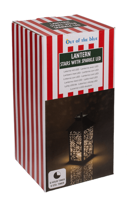 Plastic Latern, Stars, with sparkle LED
