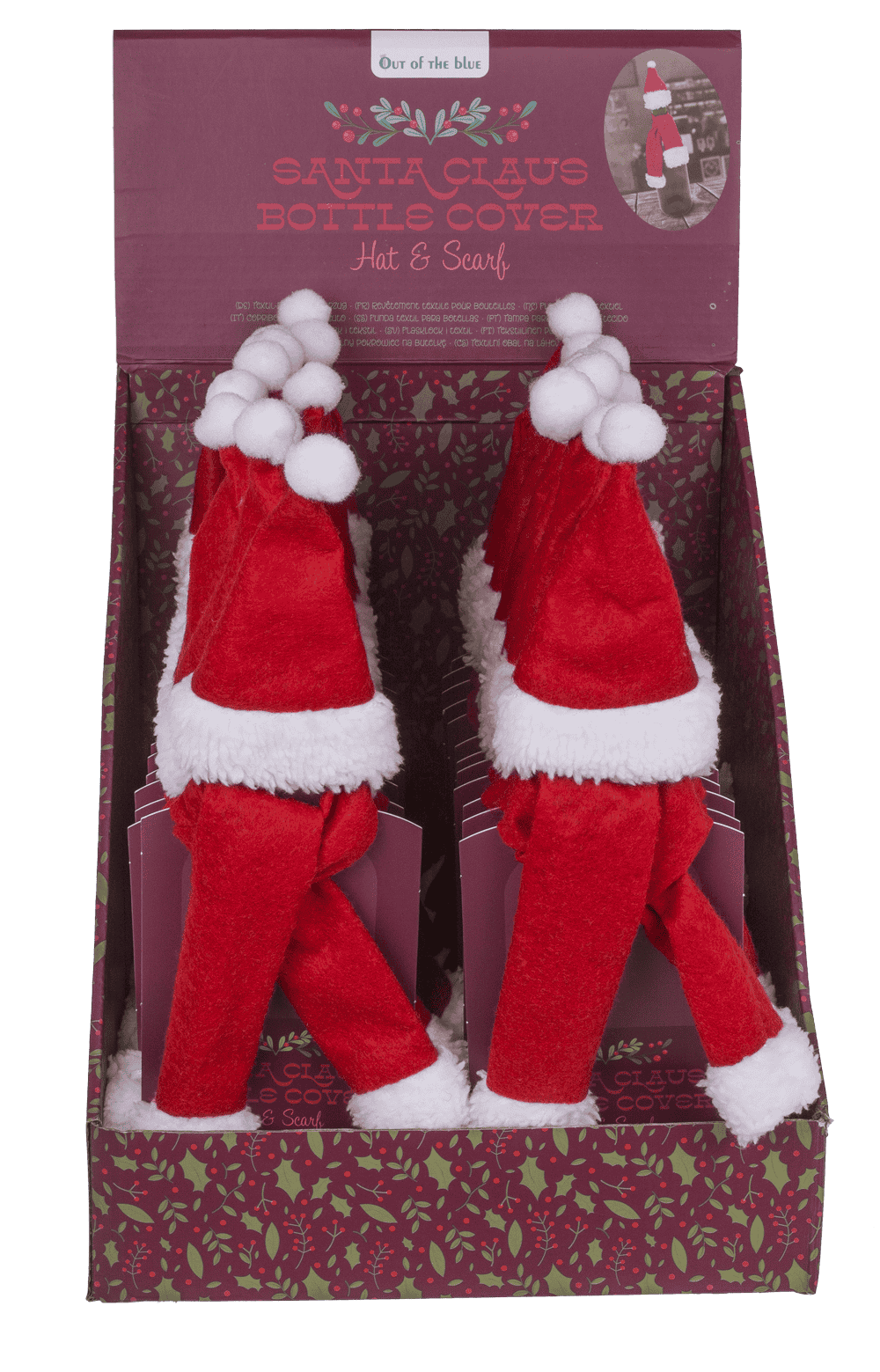 Textile Bottle Cover, Santa Claus hat & scarf,