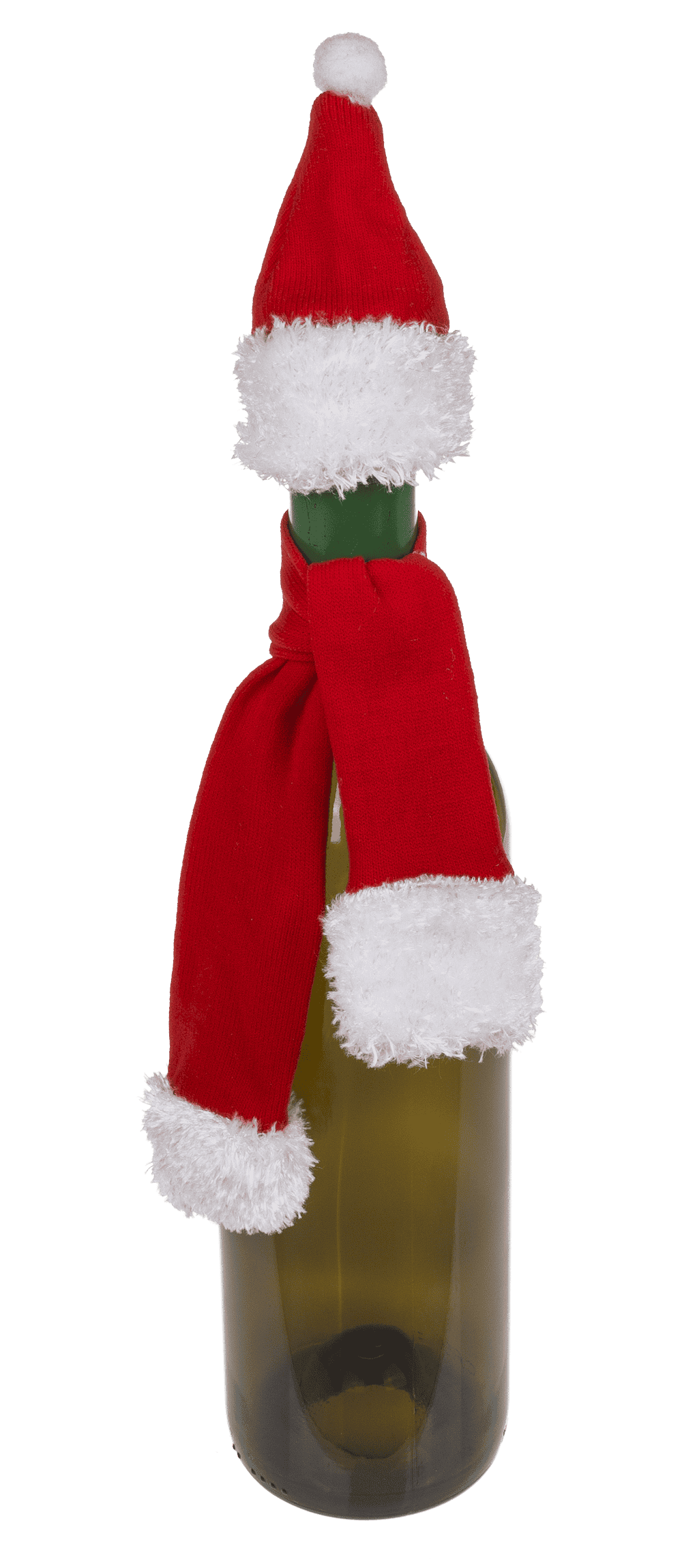 Textile Bottle Cover, Santa Claus hat & scarf,